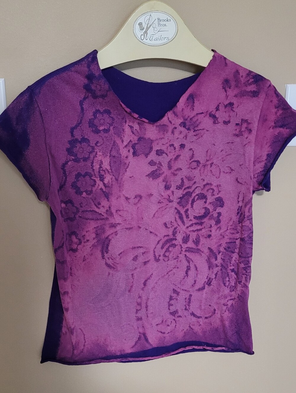 Purple Floral Short Sleeve Top. One Of A Kind